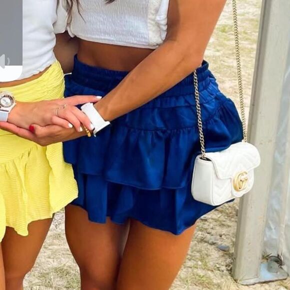 Women's Blue Navy Medium Sheer Gameday Mini Tiered Layered Skirt - Picture 3 of 3